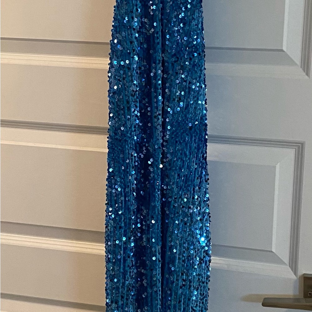 Fashion Nova Turquoise Sequin Jumpsuit